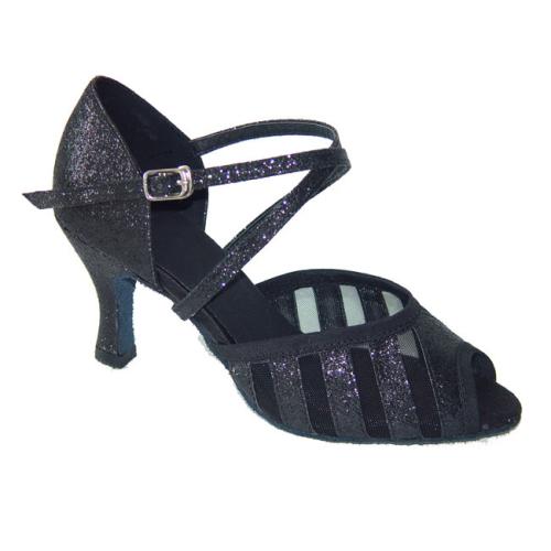 CONNY 56 Black Glitter - Sandale à bride coup de pied brocart pailleté