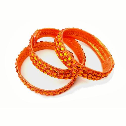 Bracelet 3 rangs strass oranges sur orange