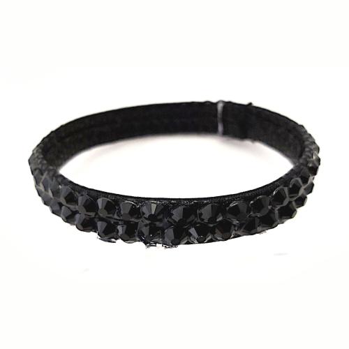 Bracelet 2 rangs strass noirs sur noir