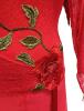DS-Robe de danse latine dentelle rouge et motifs fleurs T38 NEUVE