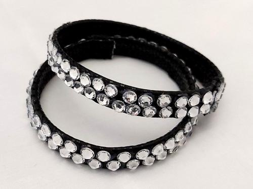 Bracelet 2 rangs strass cristal sur noir