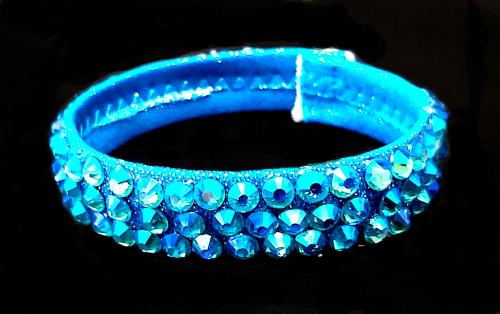 Bracelet 3 rangs strass bleu turquoise