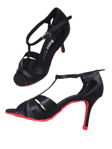 CAMILLE Black Satin Red Sole